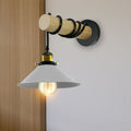 Modern Combined Solid Wooden Arm Metal Shade Wall Sconce~3476