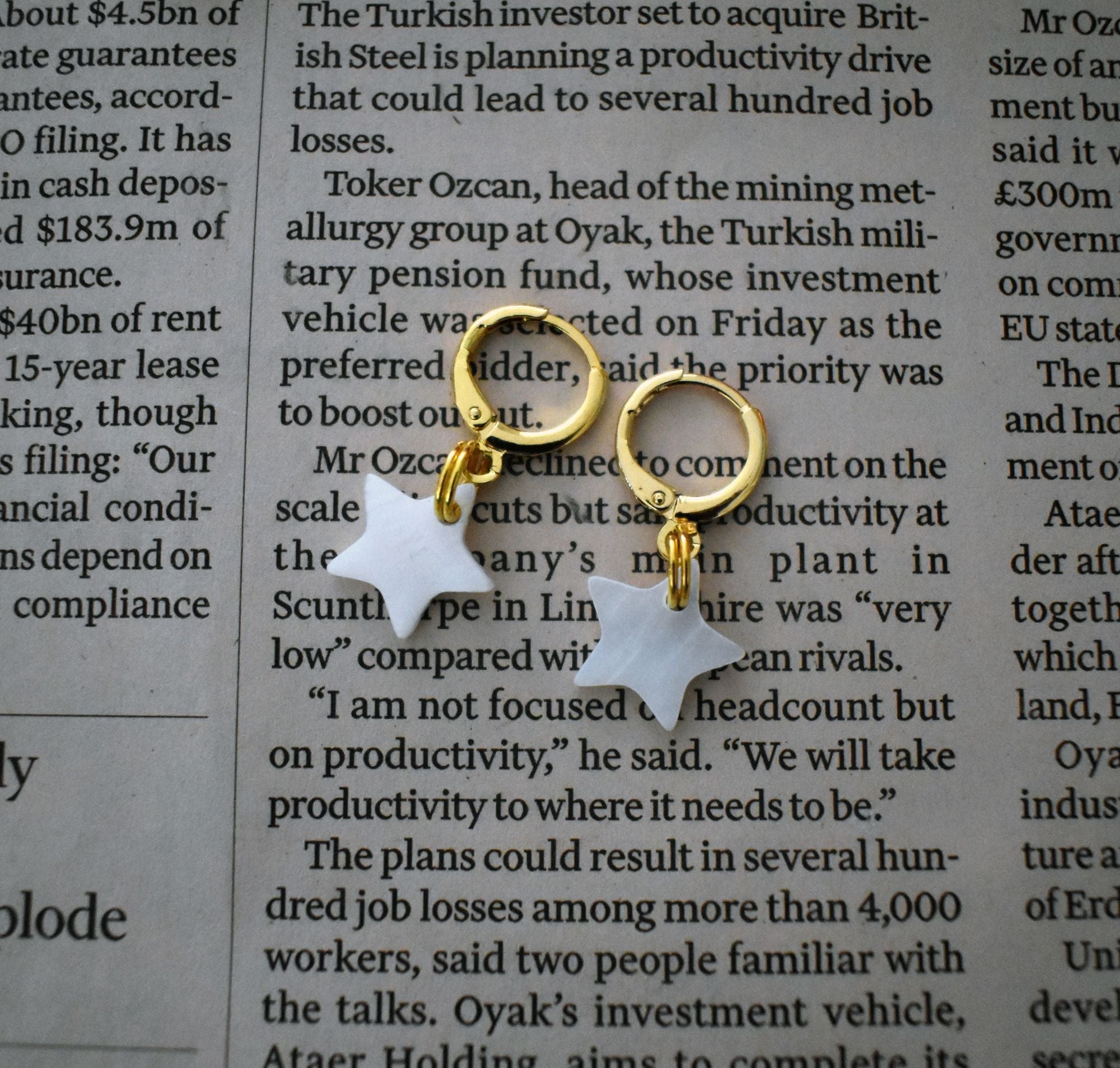 Mother of Pearl Star Huggie Earrings | by Ifemi Jewels
