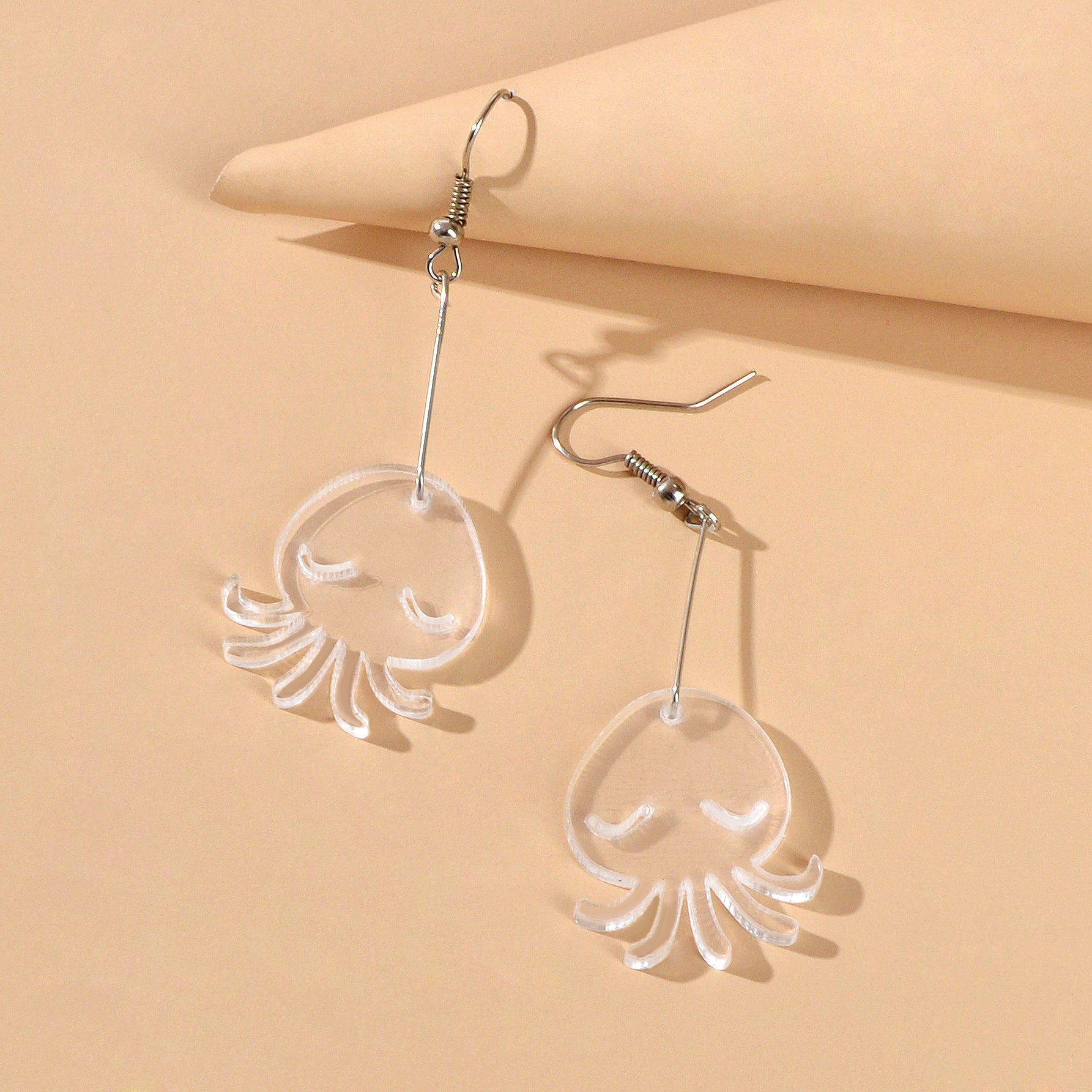 Cartoon Lovely Jewellery Transparent Acrylic Octopus Charm Dangle Hook Earrings