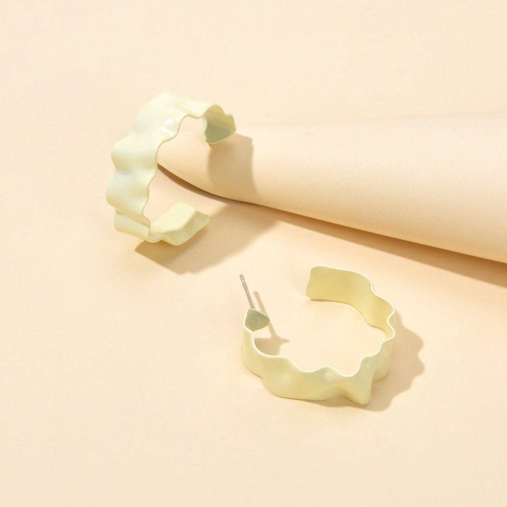 Irregular Geometric Beige Hoop Earrings Party Decoration Girls Ladies Jewellery