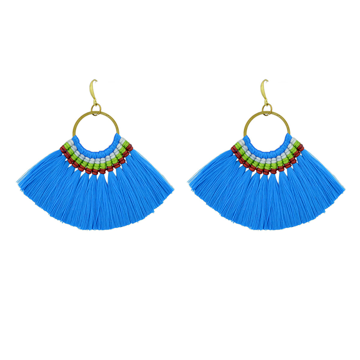 Ethnic Traditional Jewellery Colorful Tassel Fan Shape Dangle Bohemian Earrings