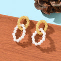 Designer Jewellery Geometric Round Pearl Stud Pierced Hypoallergenic Earrings