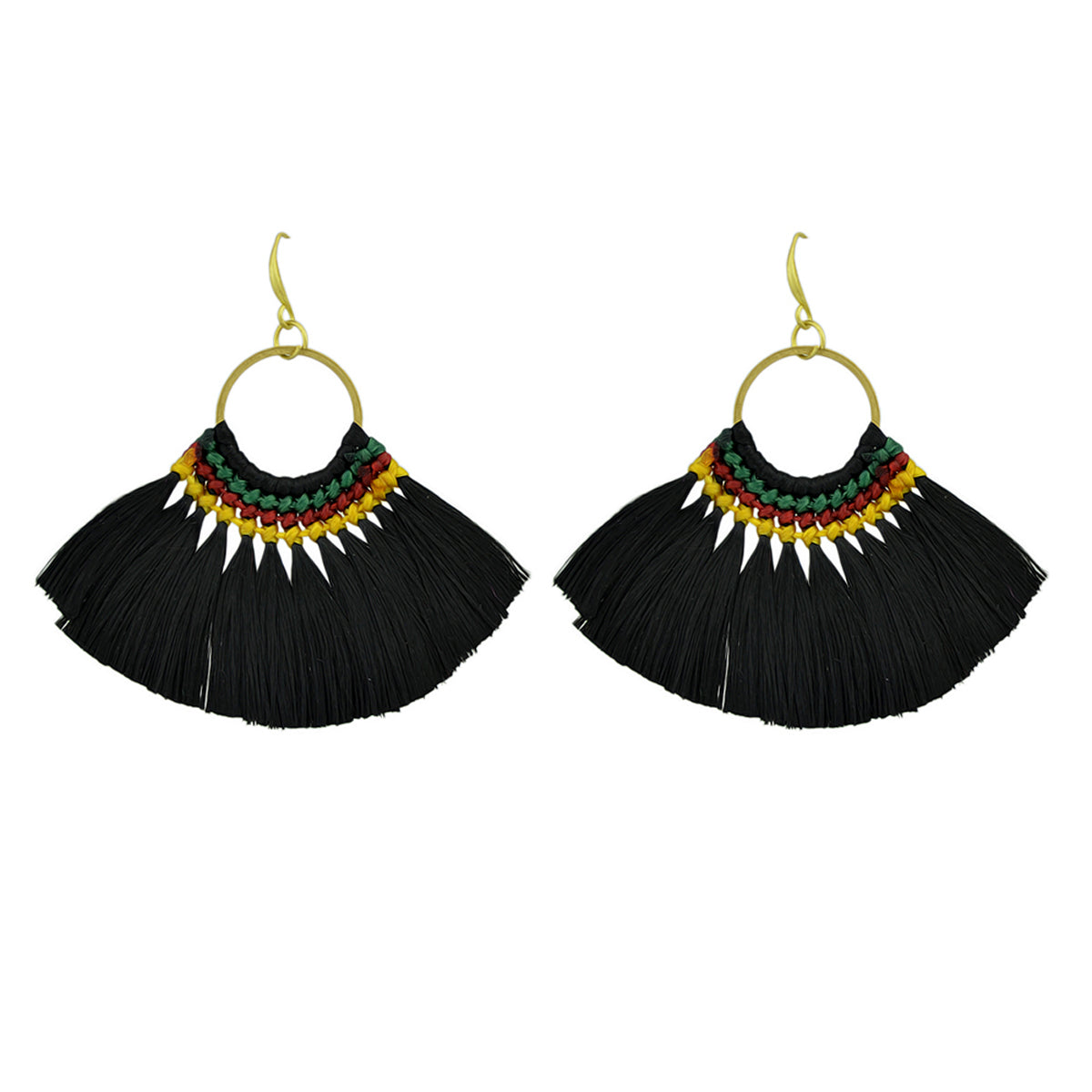 Ethnic Traditional Jewellery Colorful Tassel Fan Shape Dangle Bohemian Earrings