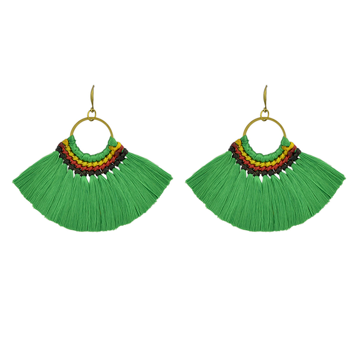 Ethnic Traditional Jewellery Colorful Tassel Fan Shape Dangle Bohemian Earrings