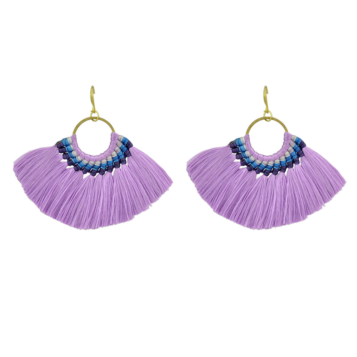 Ethnic Traditional Jewellery Colorful Tassel Fan Shape Dangle Bohemian Earrings