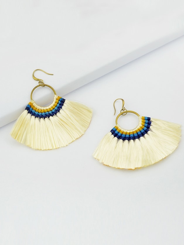 Ethnic Traditional Jewellery Colorful Tassel Fan Shape Dangle Bohemian Earrings