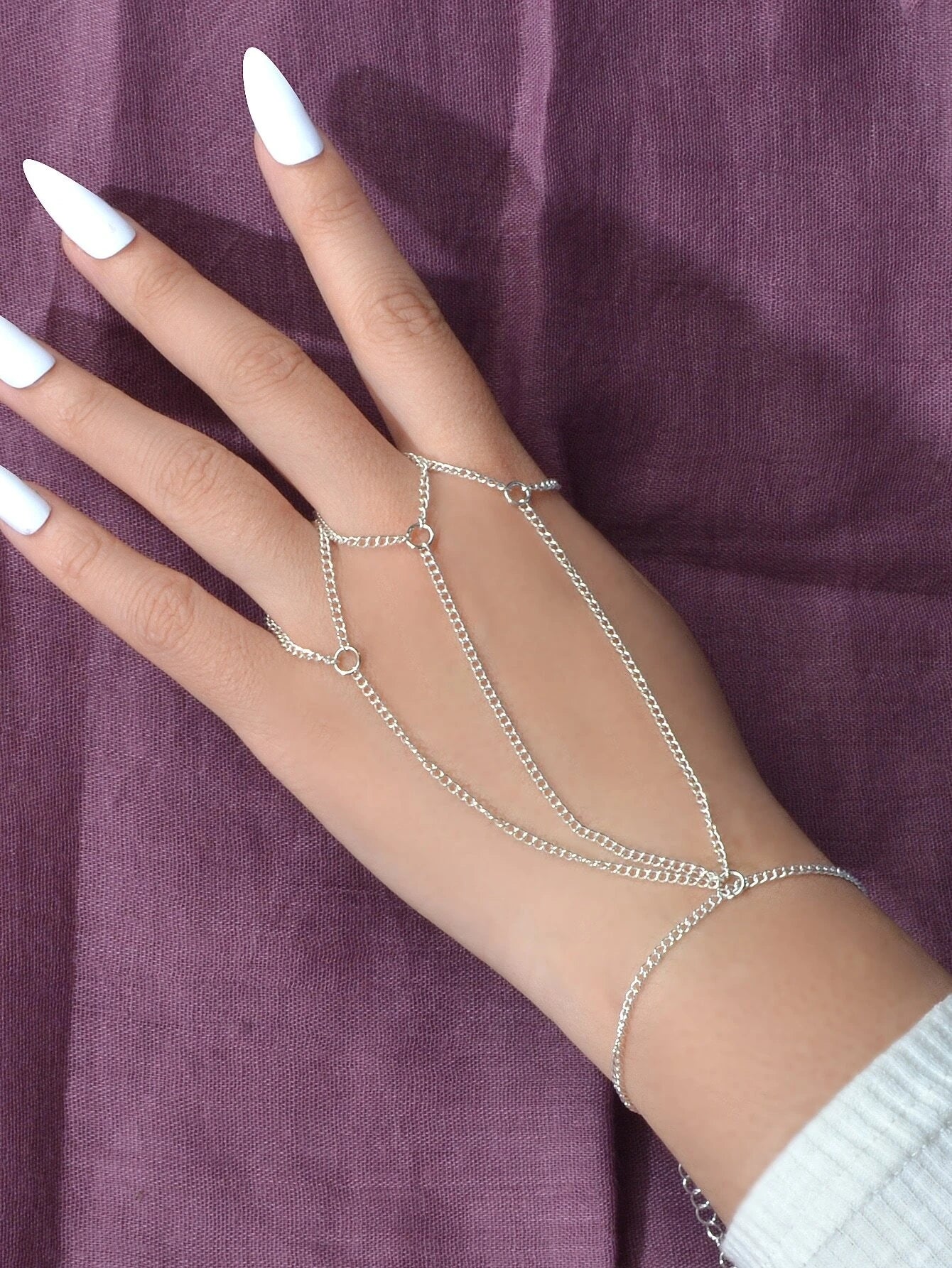 Hiphop Jewellery Statement Slave Bracelet Women Solid Chain Hand Accessories