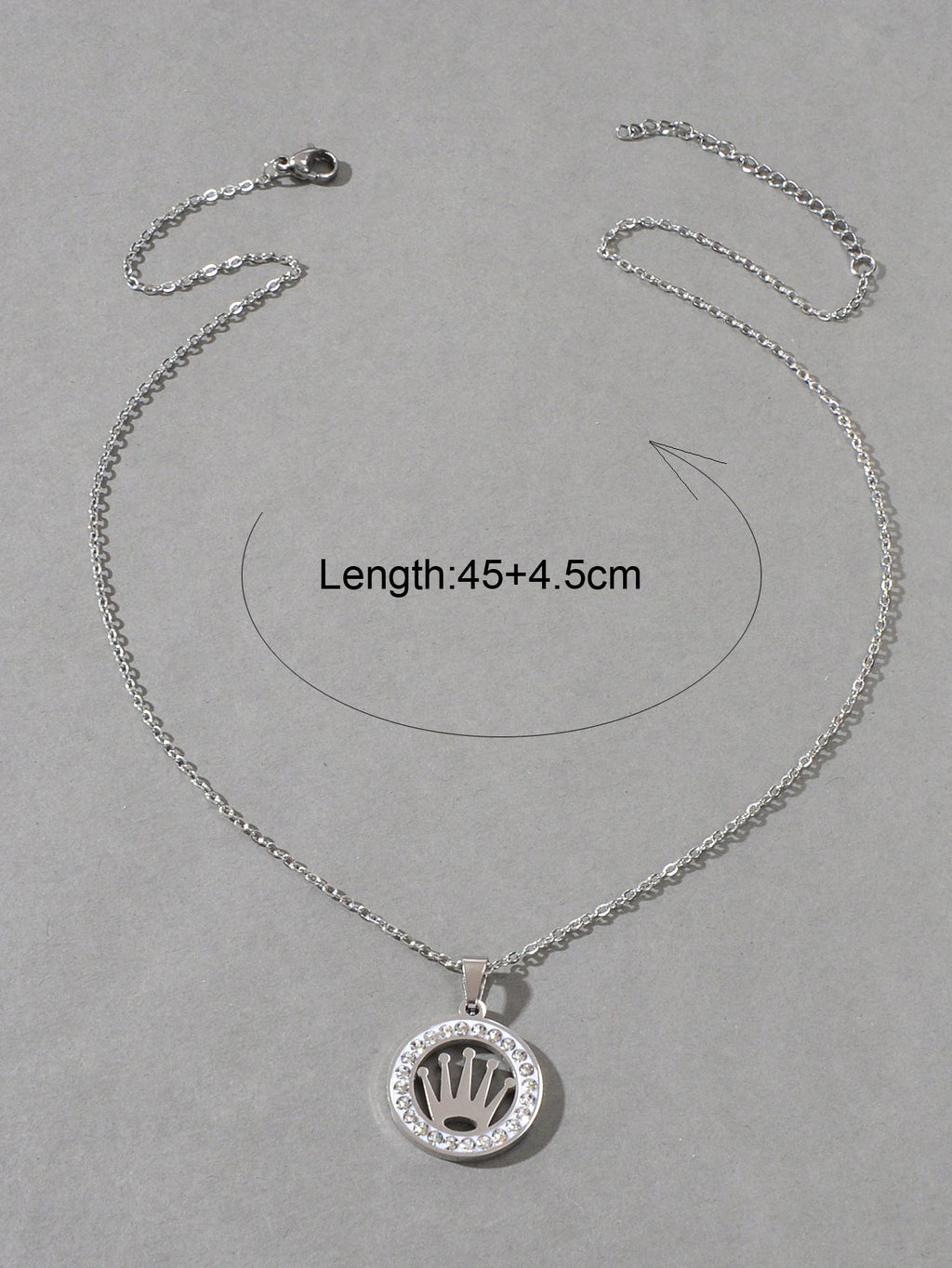 Engagement Jewellery Gift Full Rhinestone Silver Circle Crown Pendant Necklace
