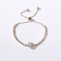 Anniversary Jewellery Shining Luxury Rhinestone Heart Adjustable Tennis Bracelet