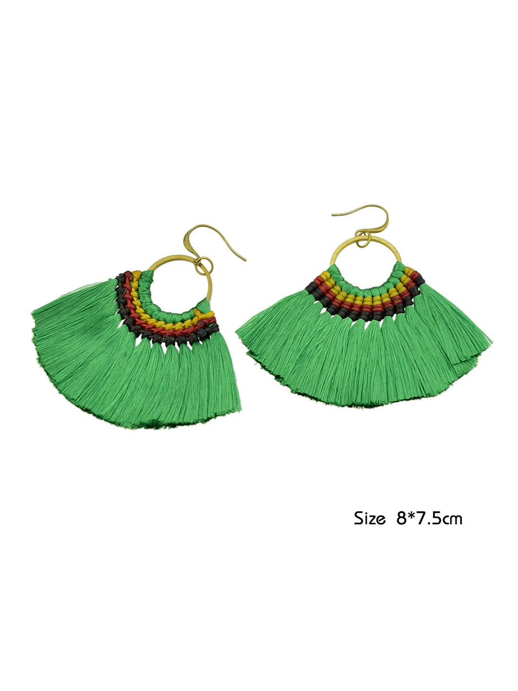 Ethnic Traditional Jewellery Colorful Tassel Fan Shape Dangle Bohemian Earrings