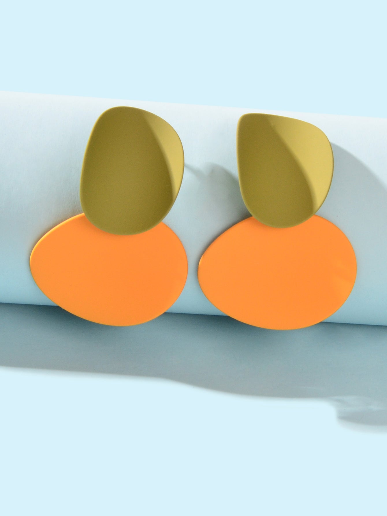Korean Green Orange Geometric Statement Stud Party Earrings Costume Jewellery