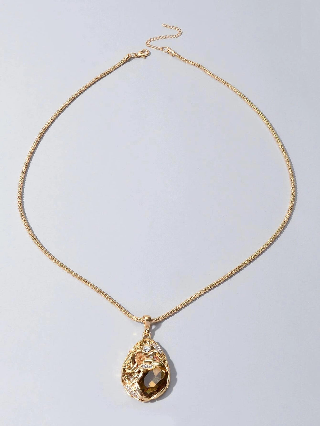 Luxurious Jewellery Rhinestone Champagne Blue Crystal Flower Water Drop Necklace