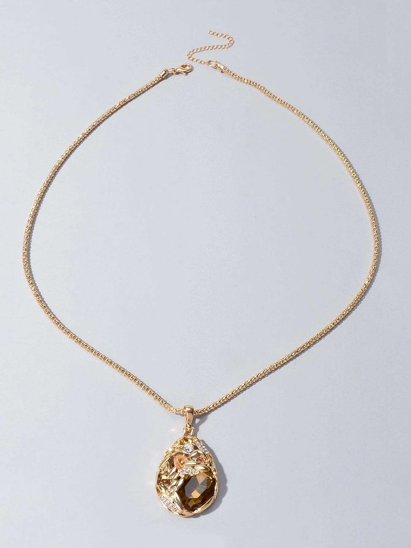 Luxurious Jewellery Rhinestone Champagne Blue Crystal Flower Water Drop Necklace
