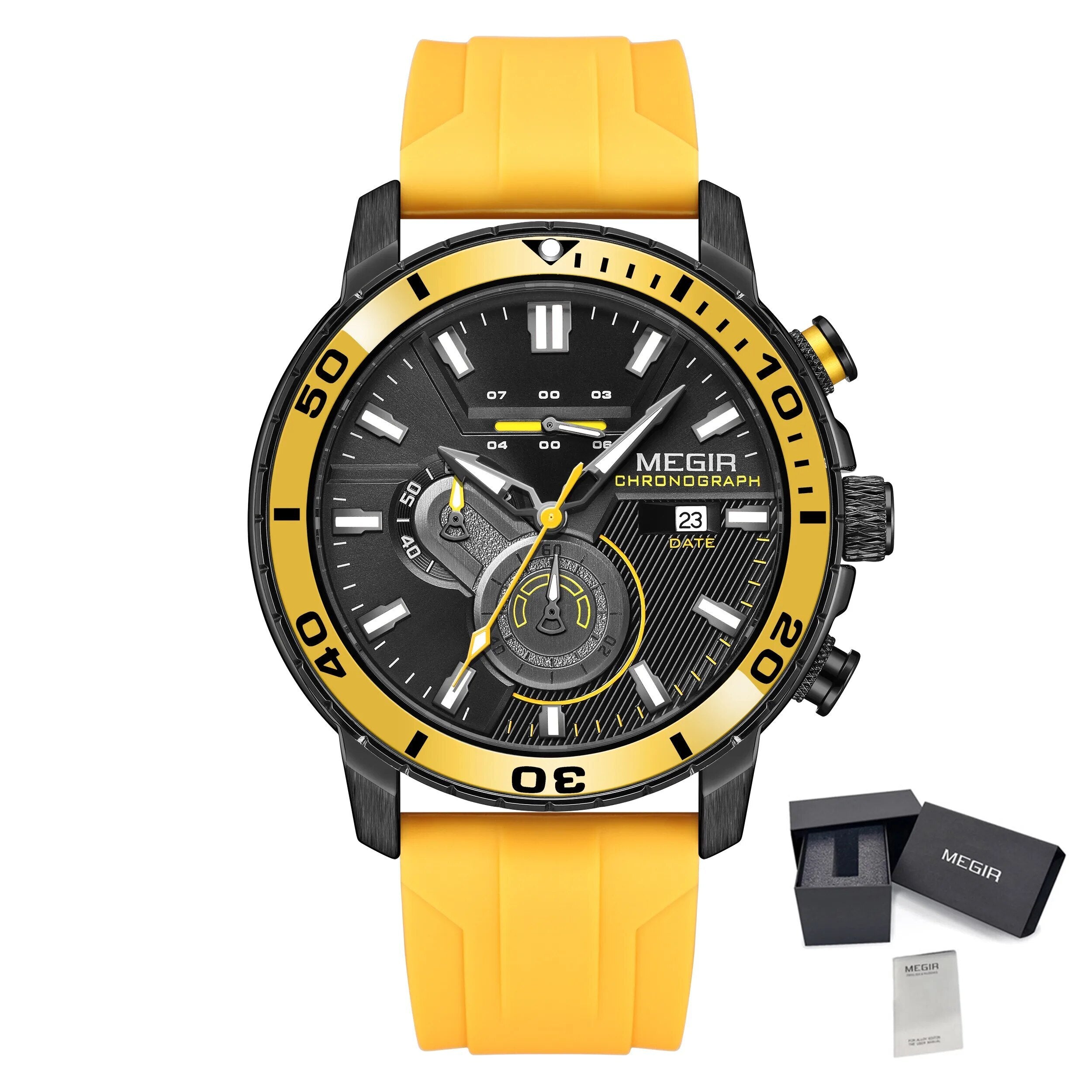 MEGIR Luxury Military Watches for Men Fashion Sport Quartz Wristwatch Waterproof Silicone Band Male Clock Chronograph with Date 2224
