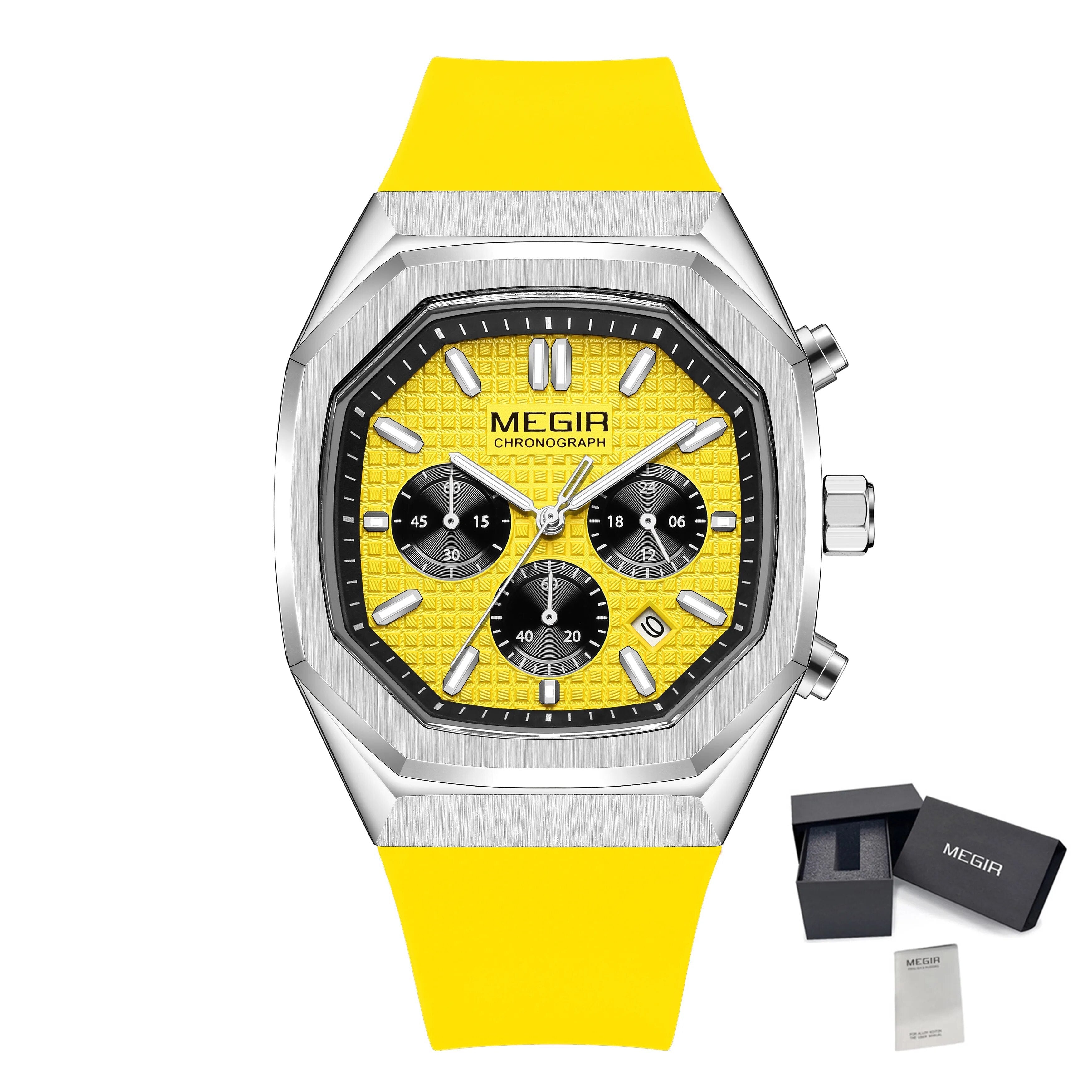MEGIR Fashion Sport Military Watches for Men Luxury Quartz Wristwatch Silicone Strap Waterproof Date Clock 24-hour Reloj Hombre 2215