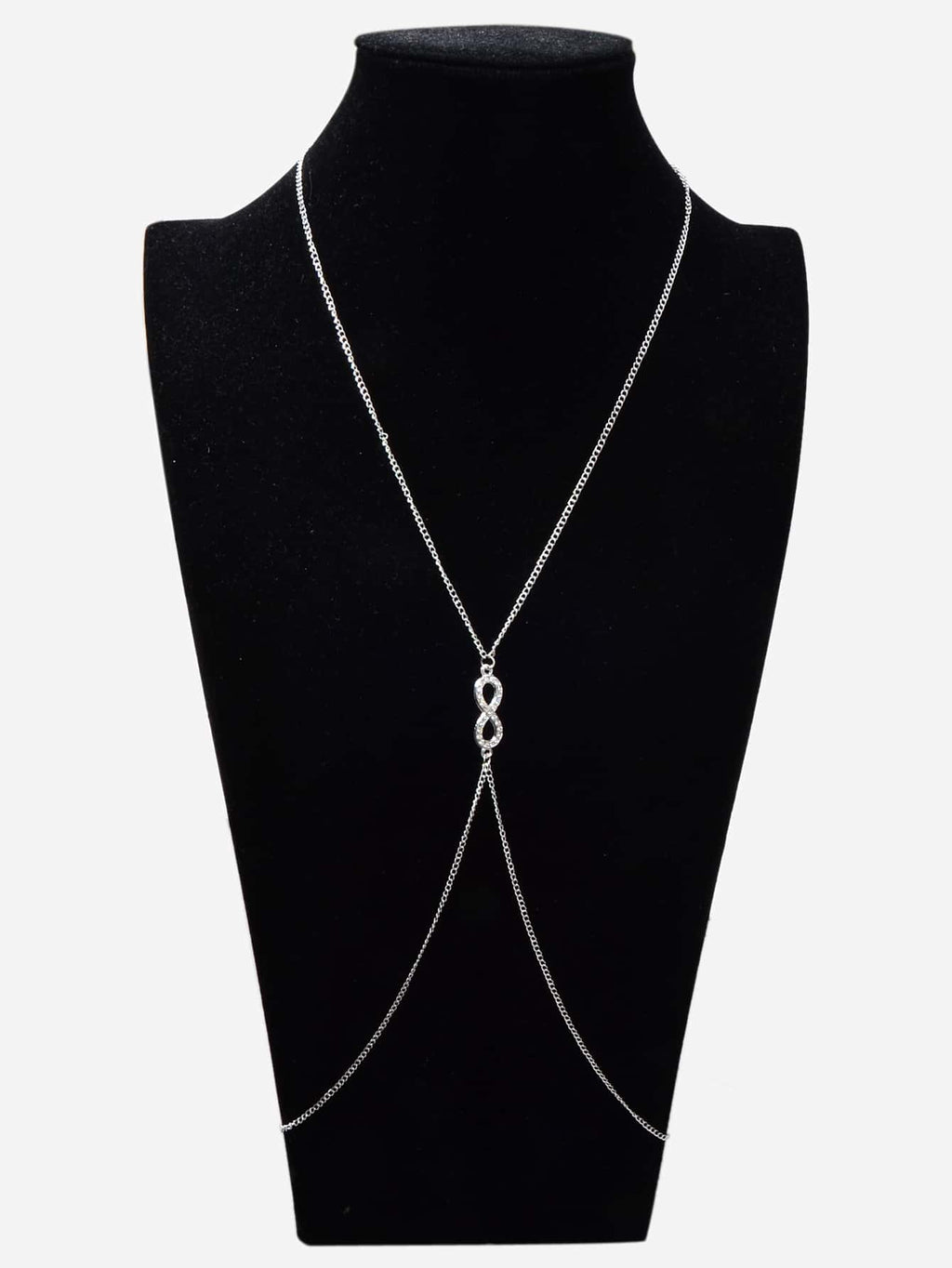 Glamorous Silver Rhinestone Infinity Bikini Beach Body Chain Harness Jewellery