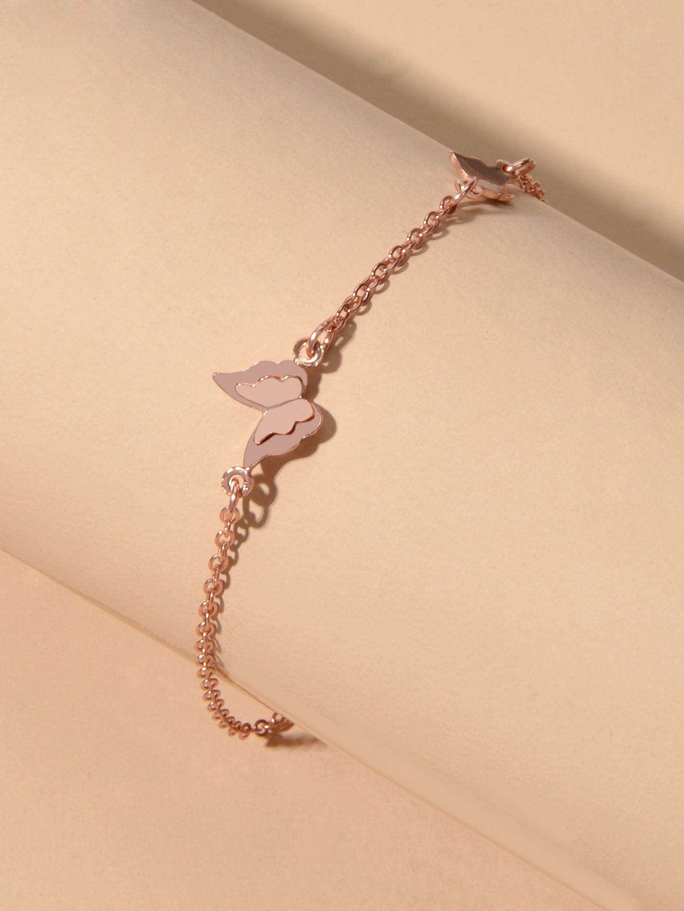 Anniversary Wedding Jewellery Rosegold Chain Butterfly Charm Bracelet Women Gift