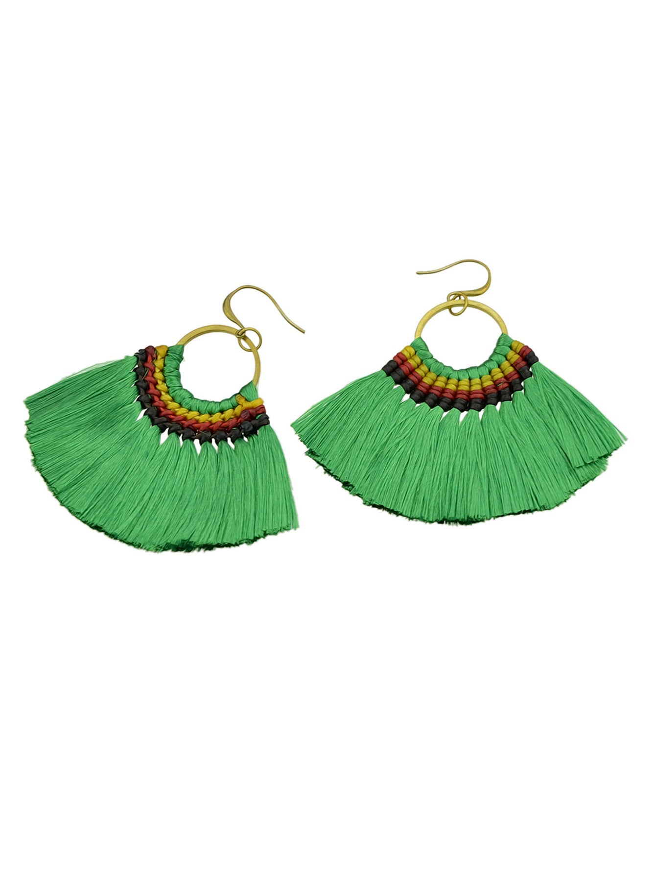 Ethnic Traditional Jewellery Colorful Tassel Fan Shape Dangle Bohemian Earrings