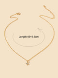 Textured Jewellery Gold Chain Rhinestone Pendant Clavicle Collar Trendy Necklace