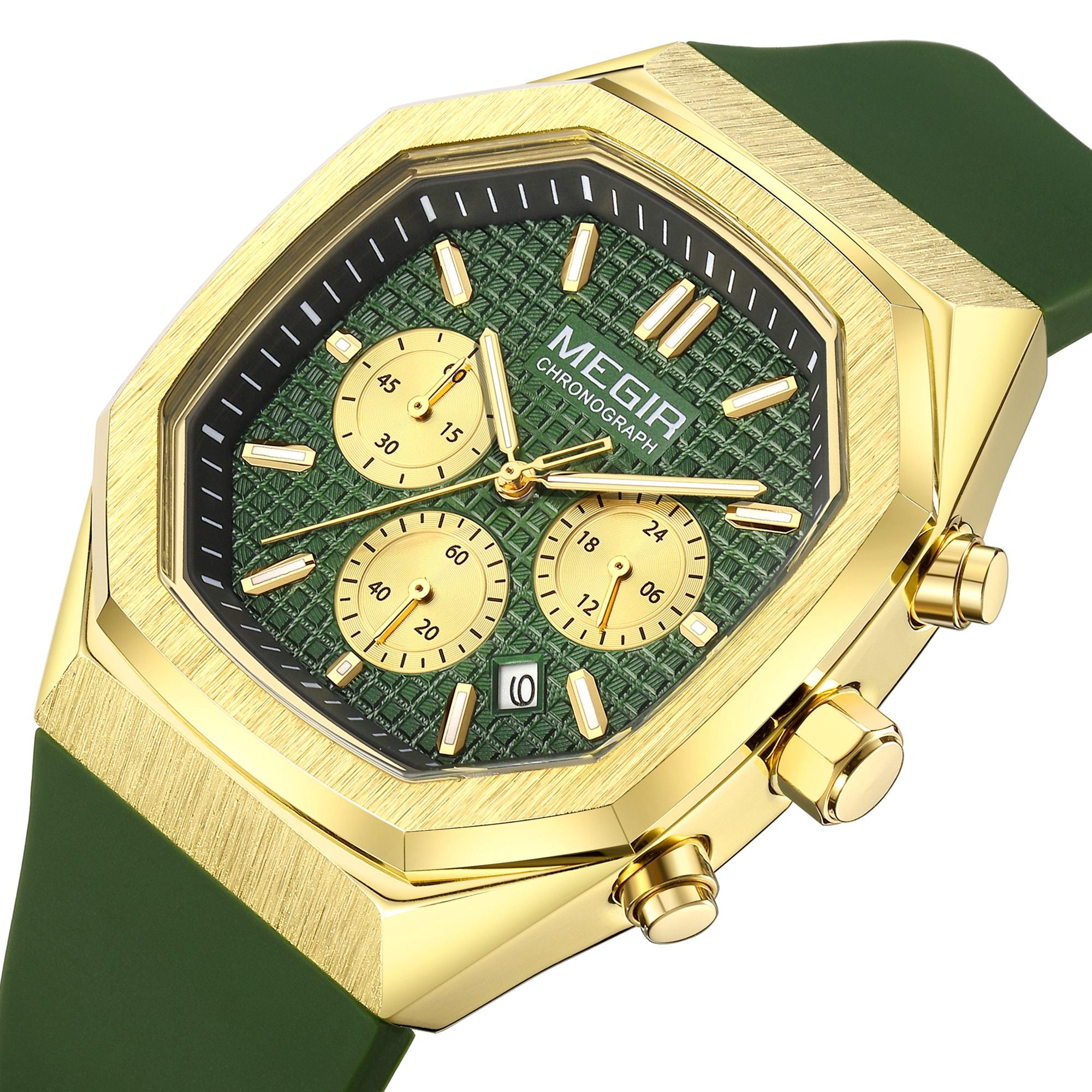 MEGIR Fashion Sport Military Watches for Men Luxury Quartz Wristwatch Silicone Strap Waterproof Date Clock 24-hour Reloj Hombre 2215