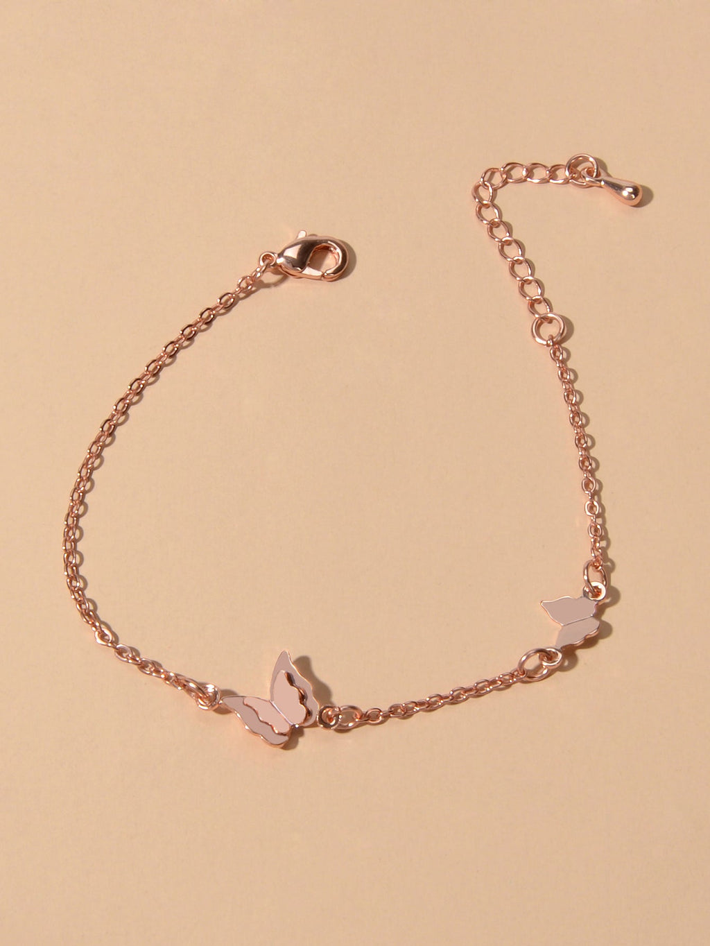 Anniversary Wedding Jewellery Rosegold Chain Butterfly Charm Bracelet Women Gift