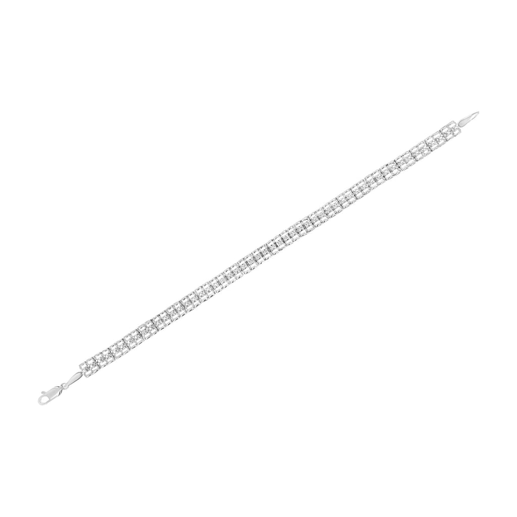 .925 Sterling Silver 1/10 Cttw Diamond Double-Link 7" Rolex Tennis Bracelet (I-J Color, I3 Clarity)