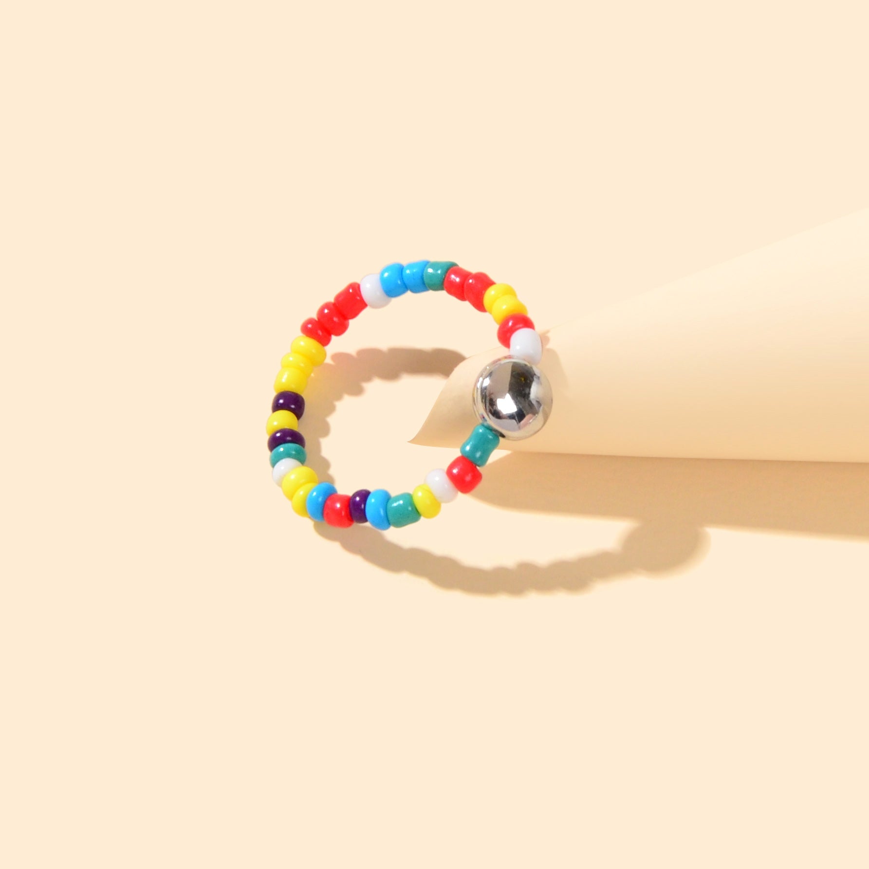 Bohemian Women Accessories Colourful Seed Beads Elastic Ring Ethnic Jewellery