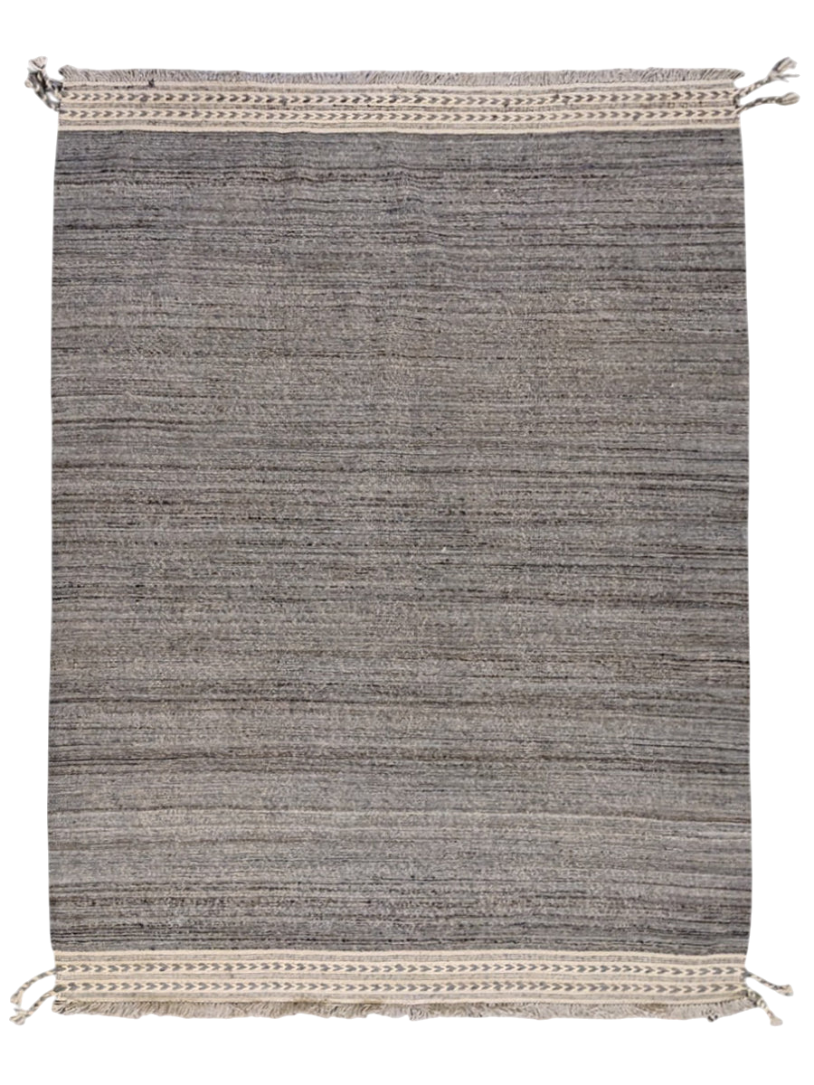 Modern Beige & Blue Flatweave Wool Rug | 247 x 183 cm
