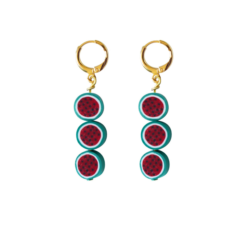Watermelon fruit huggie earrings | by Ifemi Jewels