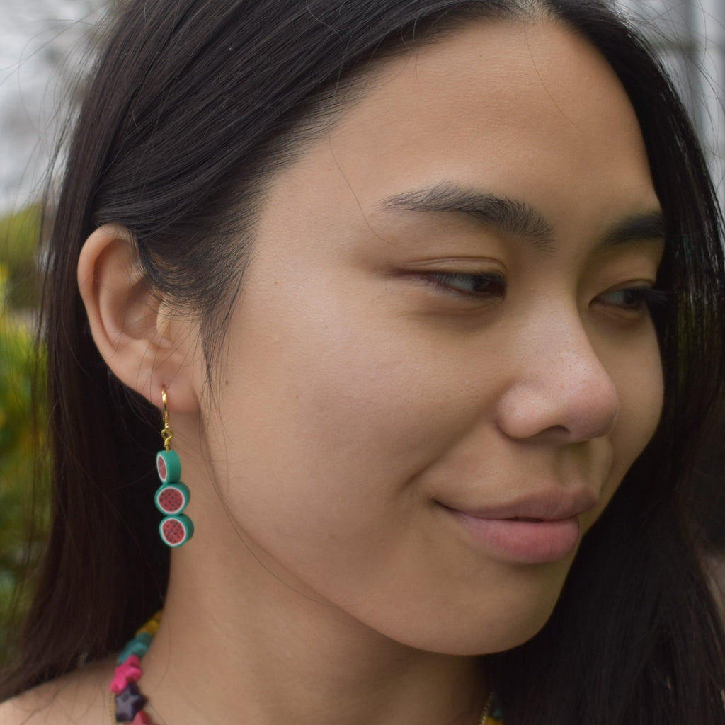 Watermelon fruit huggie earrings | by Ifemi Jewels