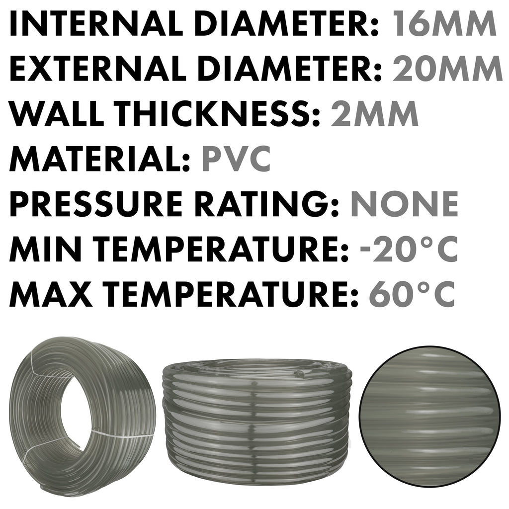 16mm Grey Semi-Transparent PVC Technical Hose