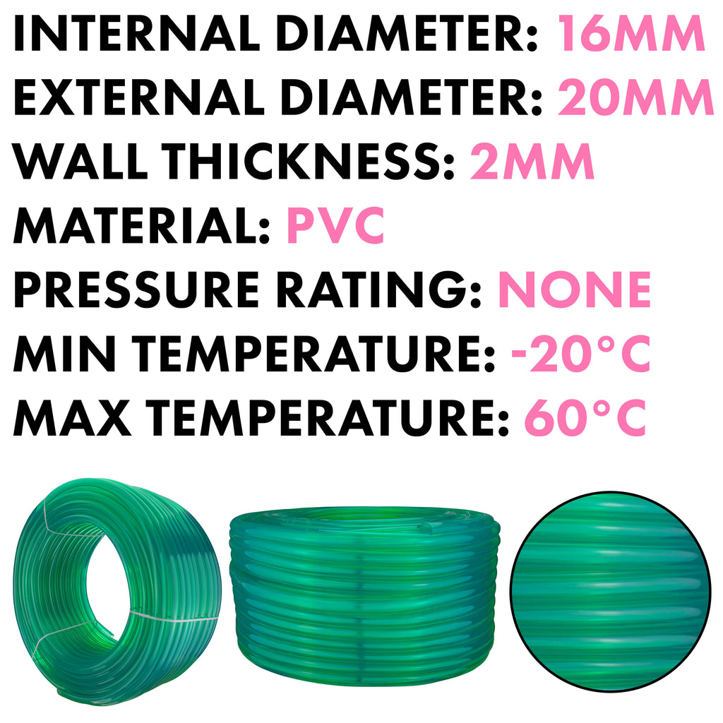 16mm Clear Green Tinted PVC Technical Hose