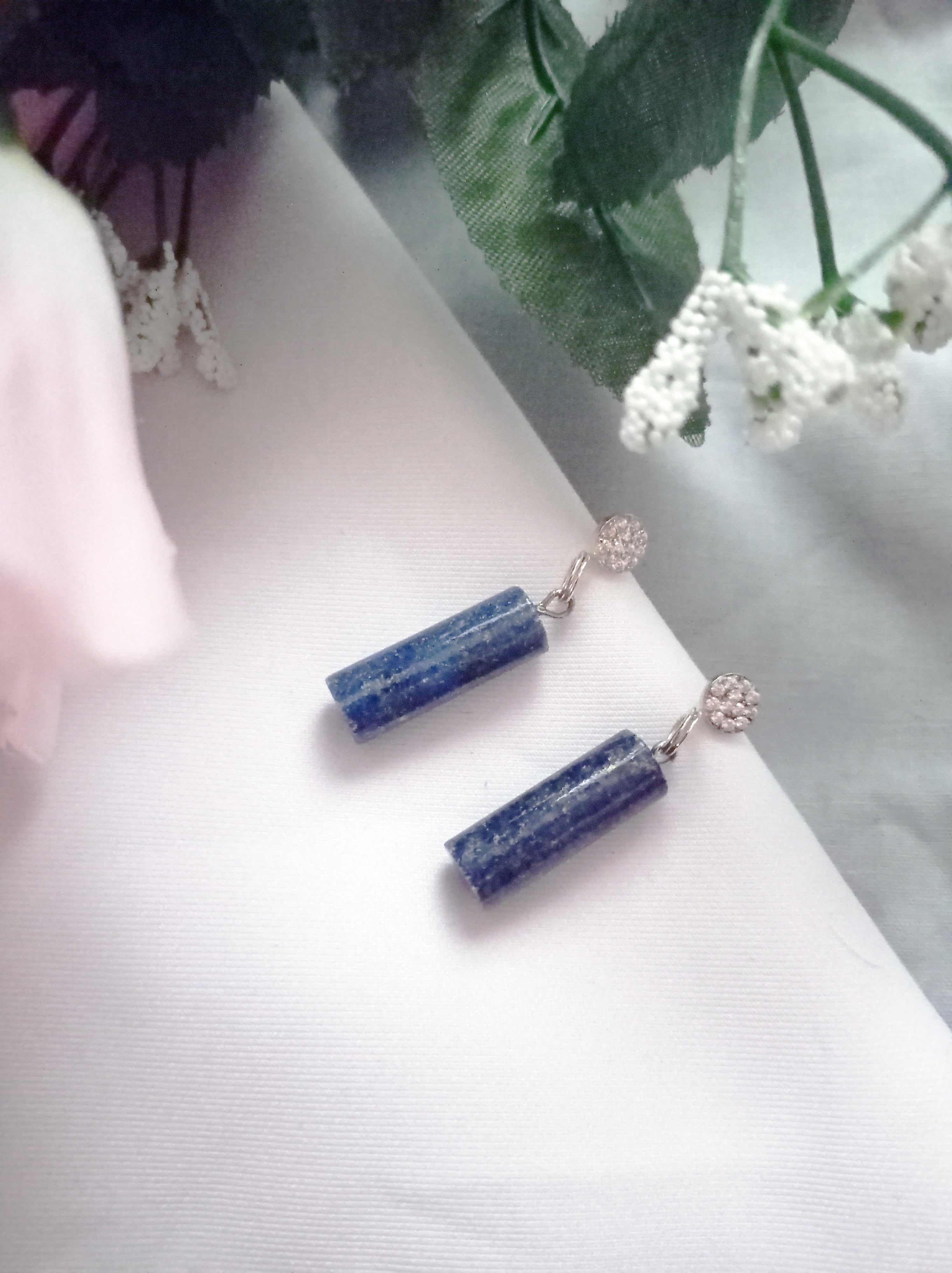 Lapis Lazuli Stud Earrings, Gemstone Earrings, Sterling Silver Stud Earrings | by nlanlaVictory