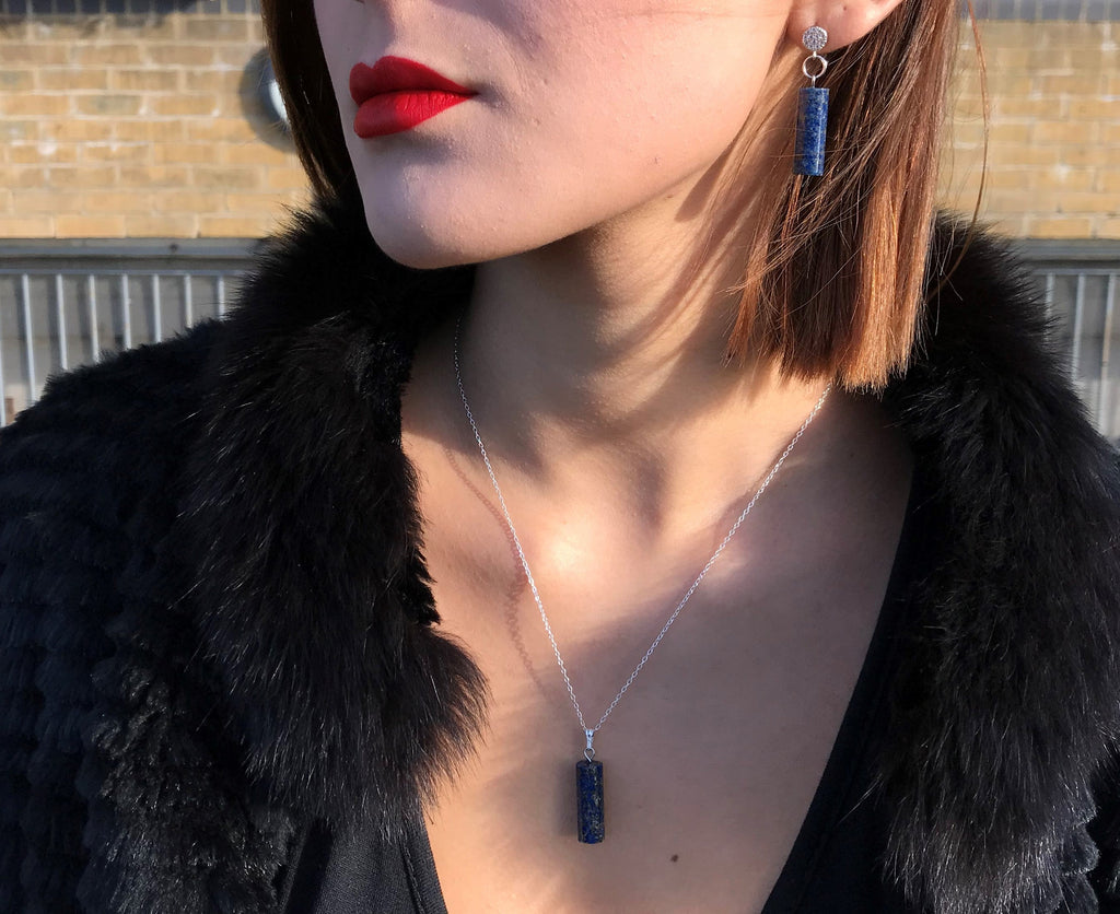 Lapis Lazuli Necklace, Lapis Lazuli Pendant, Sterling Silver Necklace, Gemstone Pendant Necklace | by nlanlaVictory