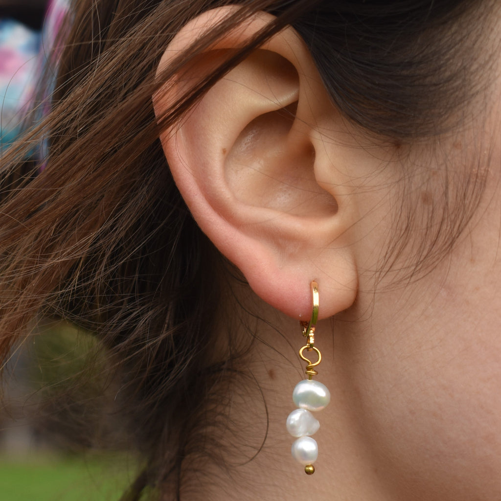 Irregular white freshwater pearl earrings | by Ifemi Jewels