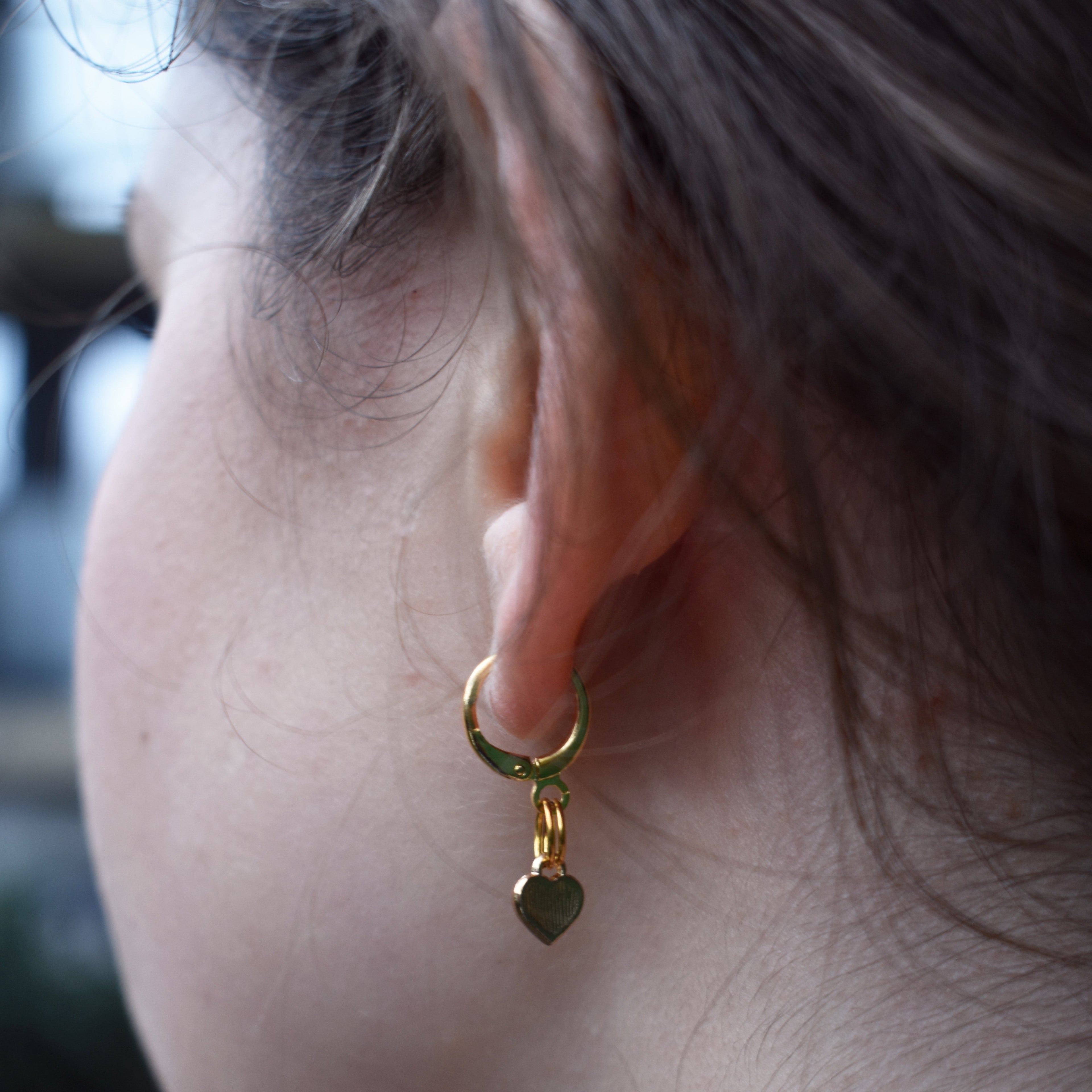 Black heart enamel minimalist huggie earrings | by Ifemi Jewels