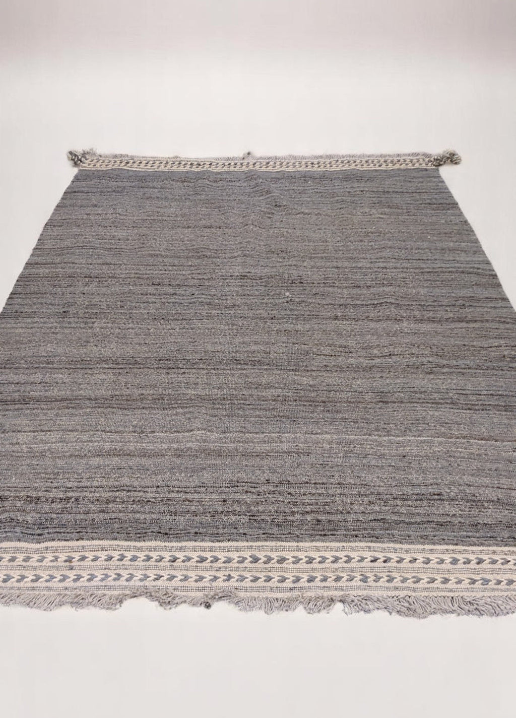 Modern Beige & Blue Flatweave Wool Rug | 247 x 183 cm