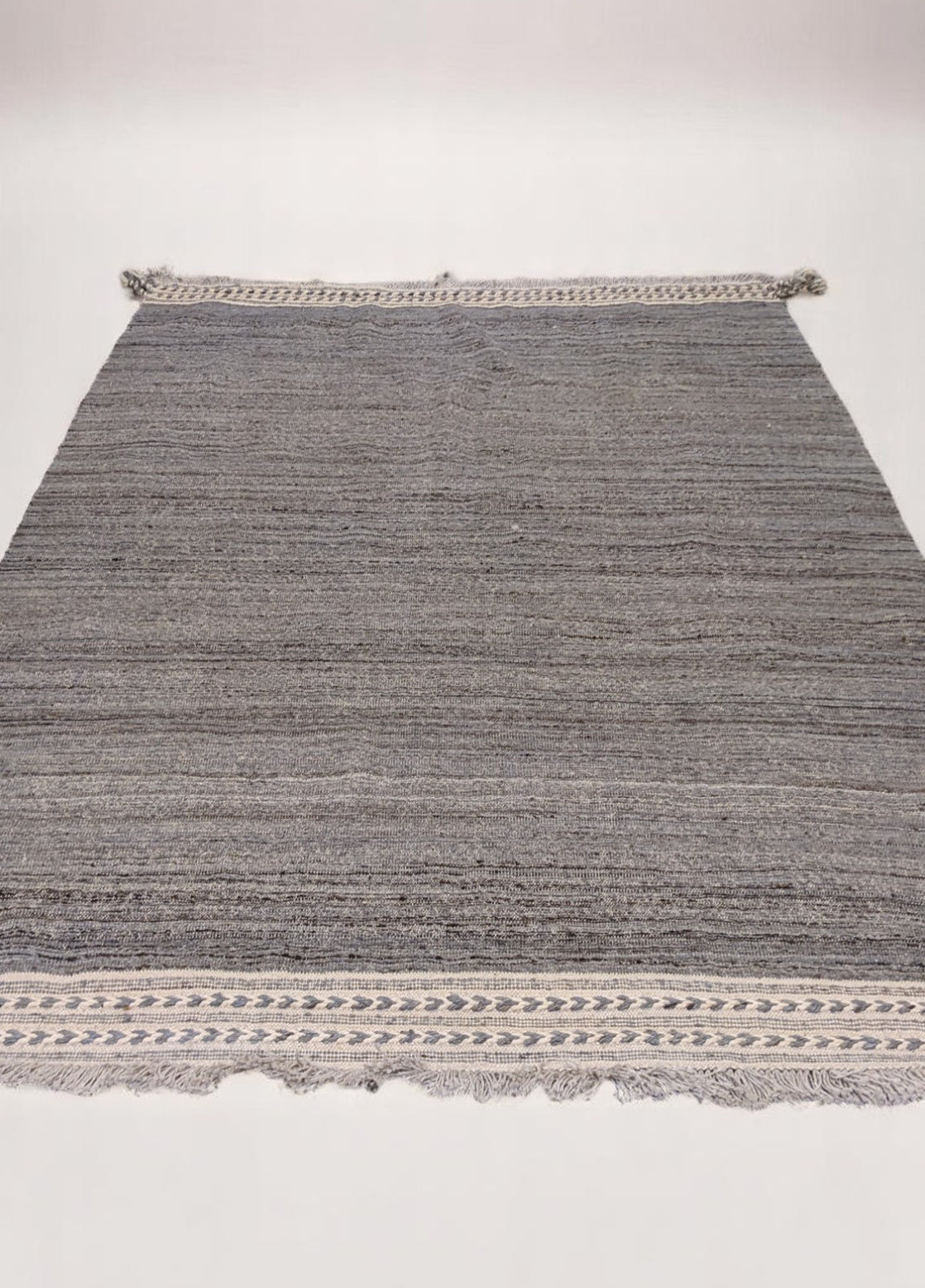 Modern Beige & Blue Flatweave Wool Rug | 247 x 183 cm