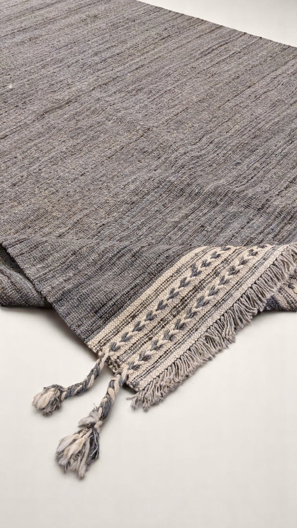 Modern Beige & Blue Flatweave Wool Rug | 247 x 183 cm