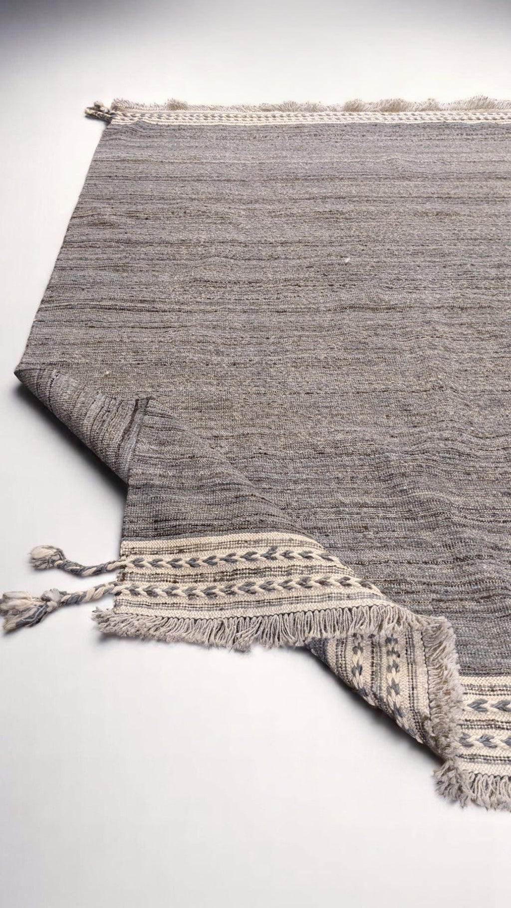 Modern Beige & Blue Flatweave Wool Rug | 247 x 183 cm