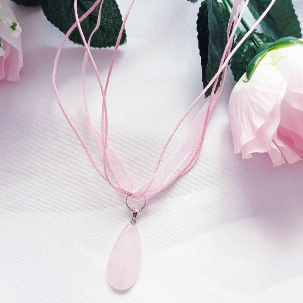 Rose Quartz Necklace, Rose Quartz Pendant, Natural Gemstone Necklace | by nlanlaVictory