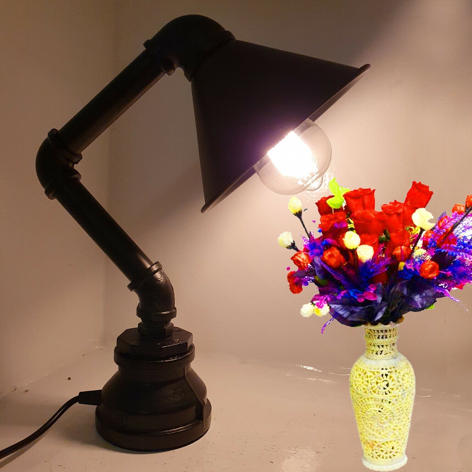 Retro Industrial Steampunk Water Pipe Table Lamp E27~2260