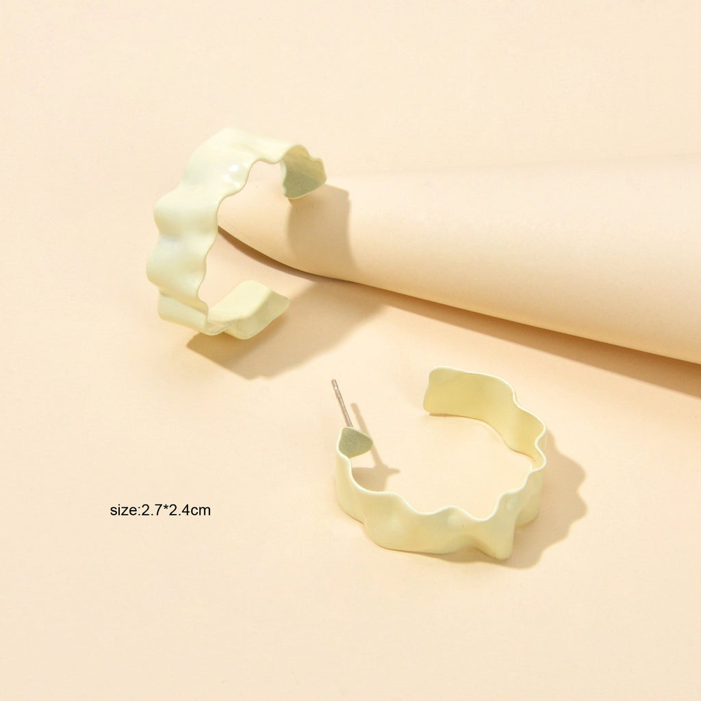 Irregular Geometric Beige Hoop Earrings Party Decoration Girls Ladies Jewellery
