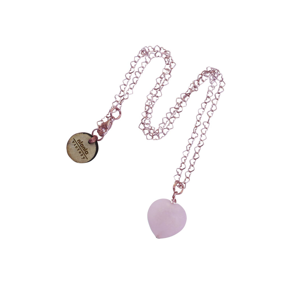 Rose Quartz Rose Gold Vermeil Necklace, Heart Shaped Necklace, Bloom Collection | by nlanlaVictory