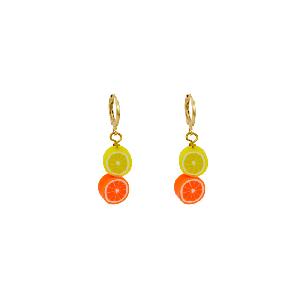 Lemon Yellow Orange huggie earrings | by Ifemi Jewels
