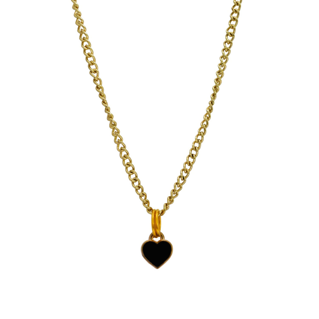 Black heart enamel minimalist huggie necklace | by Ifemi Jewels