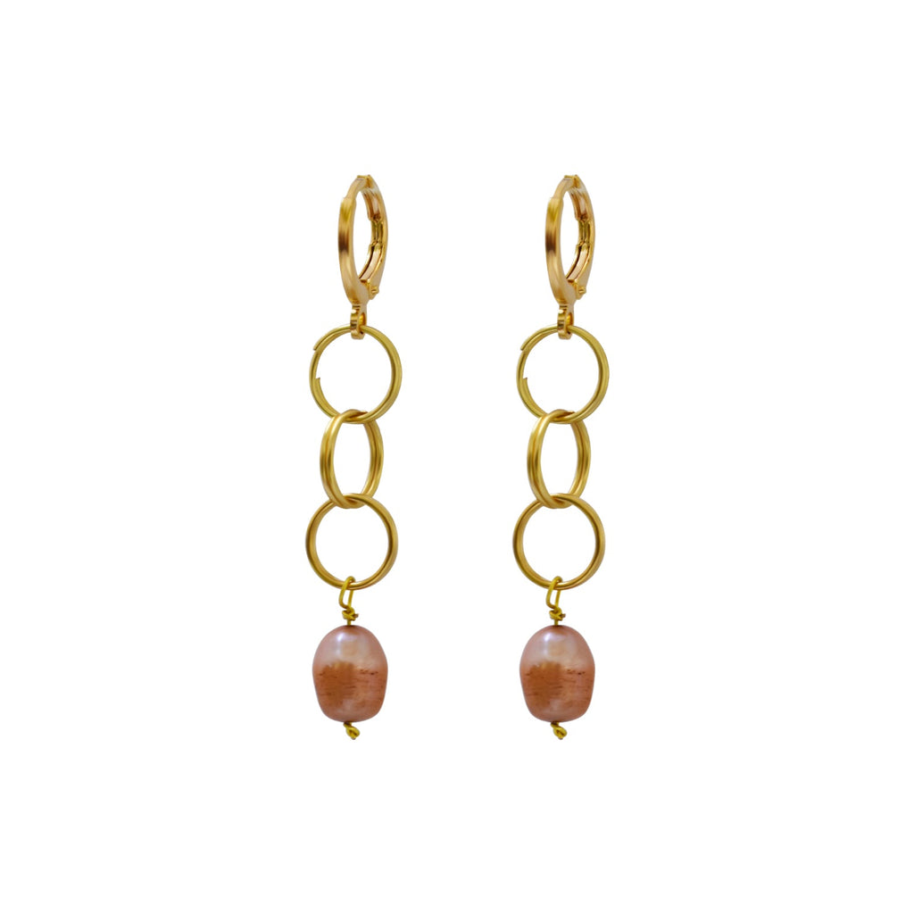 Pink freshwater pearl drop earrings | by Ifemi Jewels
