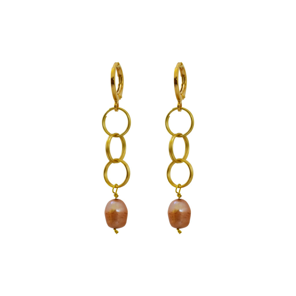 Pink freshwater pearl drop earrings | by Ifemi Jewels
