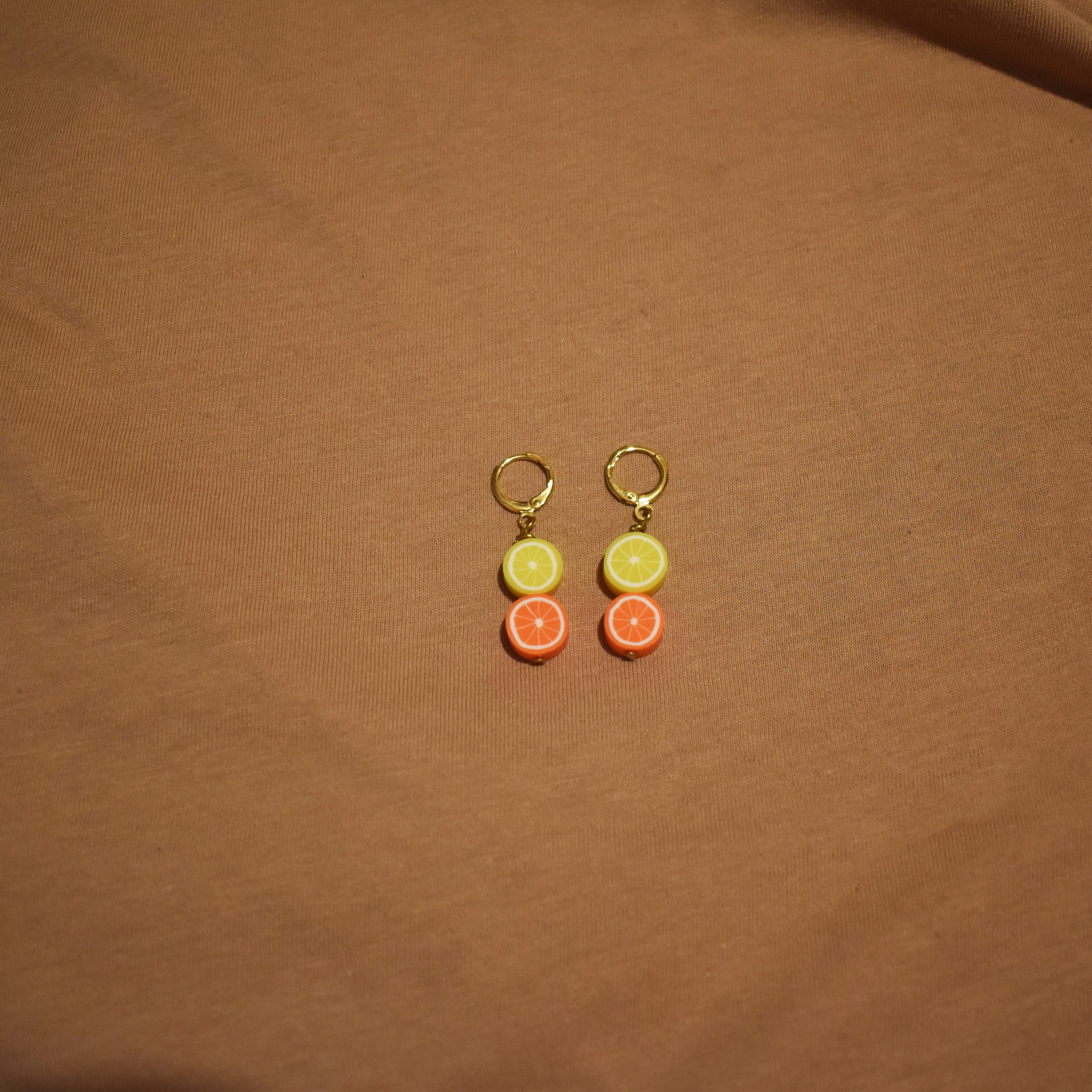 Lemon Yellow Orange huggie earrings | by Ifemi Jewels