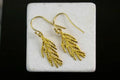 Real Cypress Flower Earrings: Brass with 14k Gold Plating, Dangling